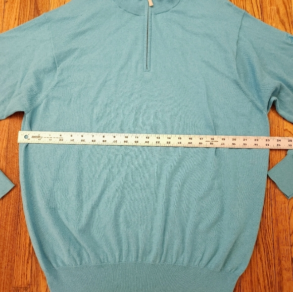 Peter Millar Mens Cashmere Blend 1/4 Zip Pullover Size XL Blue Roaring Gap Club - Picture 4 of 6
